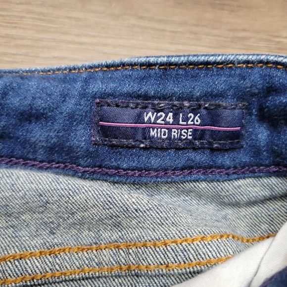 Vigoss Jeans Womens 24 Blue Stevie Crop Straight Distressed Thick Stitch 24x26 - Picture 4 of 11